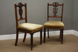 Pair Edwardian walnut chairs,