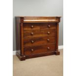 Victorian chest mahogany chest, frieze drawer above two short and three long drawers,