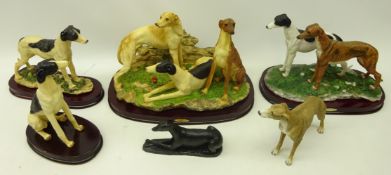 Four Greyhound models by the Juliana Collection and two other similar models or Greyhounds (6)