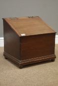 Edwardian walnut sloped front coal box with brass fittings,