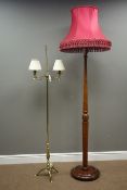 Late 20th century brass two branch lamp (H155cm),