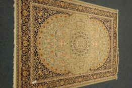 Persian Kashan design green ground rug/wall hanging,