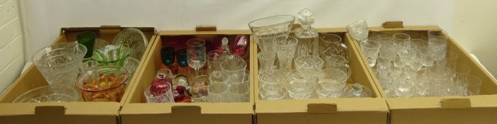 Quantity of glassware including crystal drinking glasses, Waterford crystal wine glass,