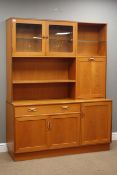 G-Plan teak wall display cabinet, top section with glazed display cabinet and fall front,