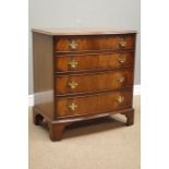 20th century figured mahogany chest, four graduating drawers on bracket feet, W80cm, H84cm,