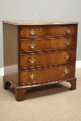 20th century figured mahogany chest, four graduating drawers on bracket feet, W80cm, H84cm,