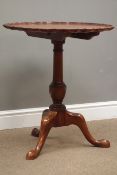 George III style mahogany tripod table, scalloped edge tilt top,