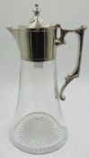 Silver mounted crystal claret jug by Whitehill Silver & Plate Company London 2005 h18cm