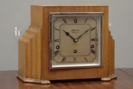 Art Deco period mahogany cased mantel clock by 'J. W.