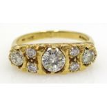 18ct gold diamond cluster ring hallmarked central diamond approx 0.