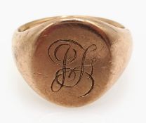9ct rose gold signet ring Birmingham 1918 approx 7.