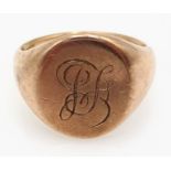 9ct rose gold signet ring Birmingham 1918 approx 7.