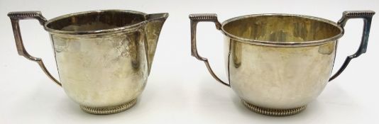 Silver sugar bowl and milk jug approx by Mappin & Webb London 1934 approx 7.