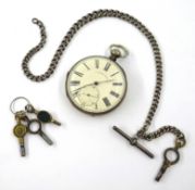 19th century Swiss silver pocket watch, key wound by J.