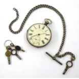 19th century Swiss silver pocket watch, key wound by J.