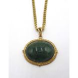 9ct gold jade pendant necklace stamped 375 Condition Report Necklace chain approx 7.