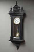 Late 19th century ebonised Vienna wall clock with 'Gustav Becker' movement,