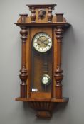 Early 20th century Vienna style wall clock, twin train movement striking on coil,