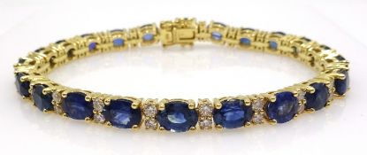 18ct gold oval sapphire and diamond bracelet stamped 750 Condition Report <a