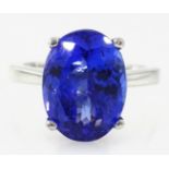 Platinum single stone oval tanzanite ring stamped PT950 approx 5 carat Condition Report