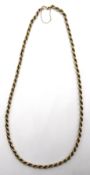 9ct gold rope twist necklace stamped 9k approx 18.