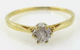 Single stone diamond ring stamped K18, approx 0.