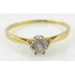 Single stone diamond ring stamped K18, approx 0.