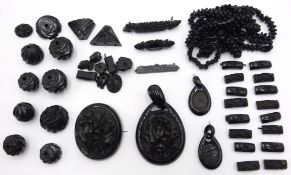 Victorian carved Whitby jet pendant,