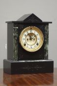 Late 19th century black slate and marble mantel clock,