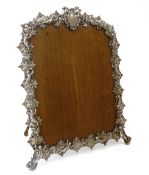 Victorian silver on oak freestanding photograph frame by King & Son London 1894, cherub,