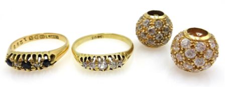 Gold diamond ring stamped 18ct,