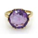 Gold amethyst ring stamped 9ct Condition Report Size I - J, approx 2.