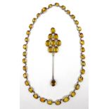 Early 20th century silver citrine necklace stamped sterling and French citrine brooch