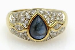 14ct gold cabachon sapphire and diamond ring hallmarked Condition Report <a