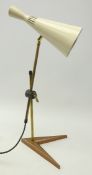 Mid 20th century copper and brass desk lamp, double ended conical lamp,