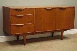 1960s McIntosh teak sideboard, three drawers and double cupboard, tapering supports,