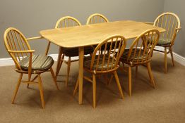 Ercol 'Windsor' light finish elm and beech dining table,