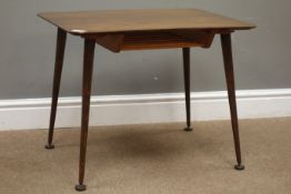 1960s rectangular walnut top occasional table with magazine rack underneath, tapering supports,