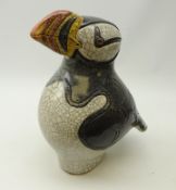 Jennie Hale (British Contemporary) raku fired model of a Puffin,