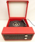 1960s Fidelity portable record player having a BSR deck in red leatherette case Condition