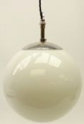 Globular opaque glass light fitting with chrome fitting,