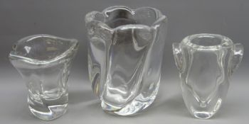 Orrefors clear glass vase of twisted form, probably designed by Edvin öhrström, H20cm,
