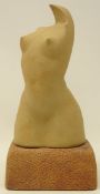 Graham Peter Glynn, stoneware nude sculpture on plinth,