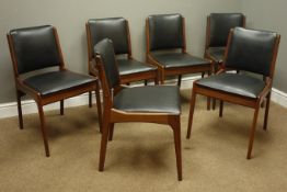 Possibly Erik Buch - set six angular teak framed dining chairs,