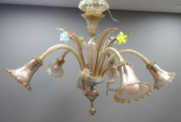 Early 20th century Venetian five light chandelier,