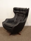 G-Plan retro swivel chair upholstered in black vinyl