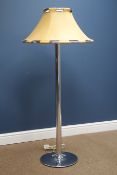 Anna Ehrner for Atelje Lyktan - 1980's chrome standard lamp with circular base and leather shade,