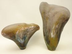 Two Art glass sculptures by Nick Orsler (British Contemporary) both of organic shape with 'molten'