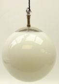 Globular opaque glass light fitting with chrome fitting,