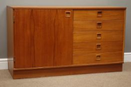 Peter Lovig Nielsen - Danish teak sideboard, single cupboard and five drawers, W120cm, H71cm,